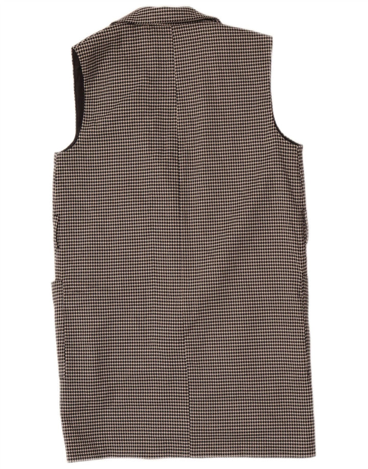 Zara Womens Longline Oversized Gilet UK 10 Small Black Houndstooth