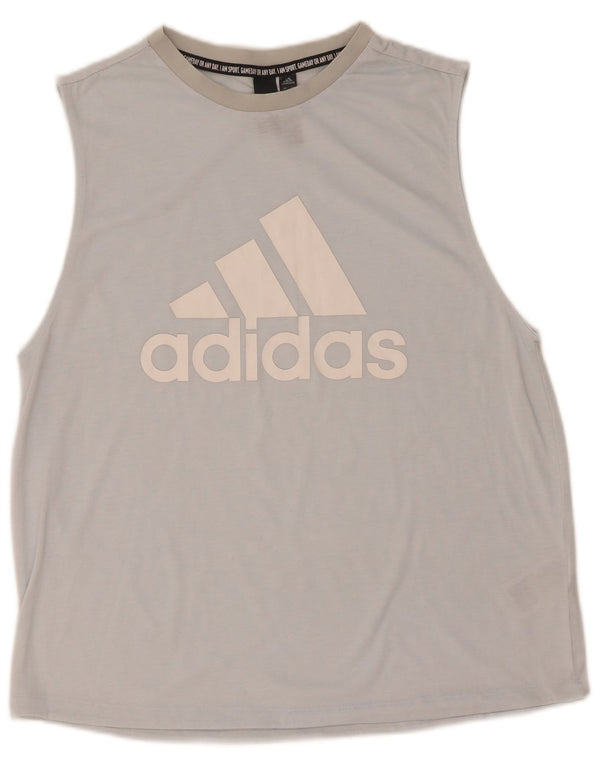 Canotta grafica da donna Adidas UK 12/14 Poliestere blu medio