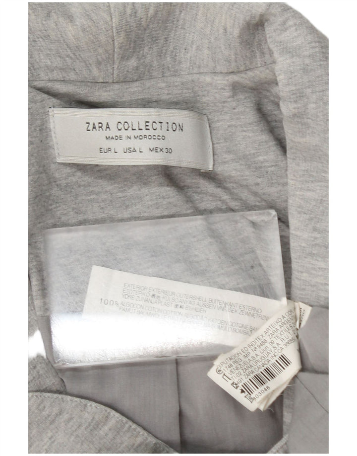 Zara Womens 1 Button Blazer Jacket UK 14 Large Gris Coton