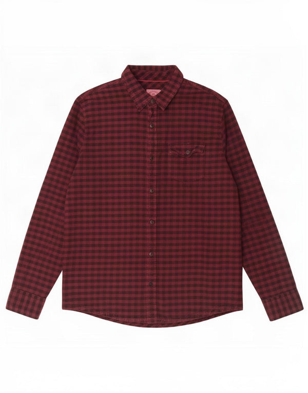 Camicia in flanella da uomo Fat Face XL in cotone a quadretti bordeaux