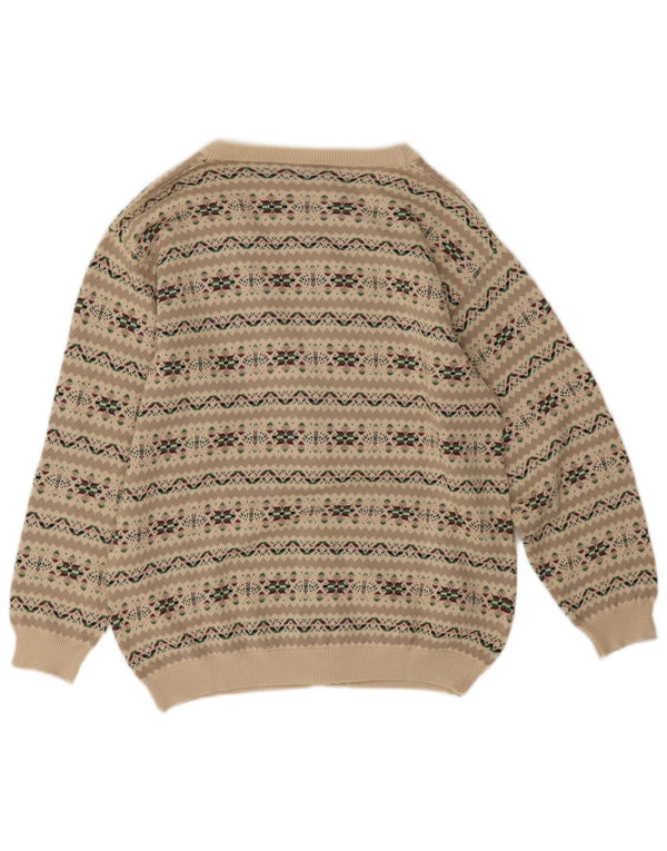 Vintage Womens Cardigan Sweater UK 14 Medium Grey Fair Isle