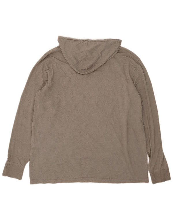 Champion Top Gráfico Con Capucha De Manga Larga Gris Medio