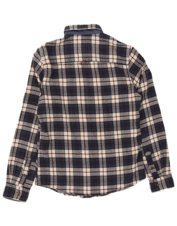 Crew Clothing Camicia da uomo in flanella piccola in cotone a quadri blu navy