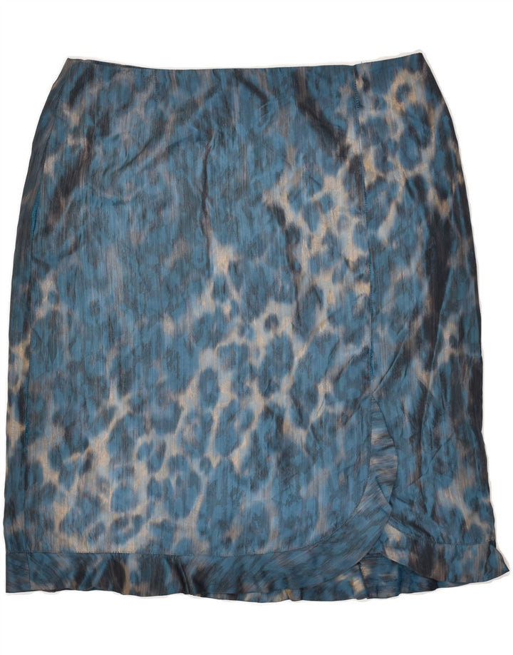 VINTAGE Womens Straight Skirt W32 Large Blue Animal Print Polyester | Vintage Vintage | Thrift | Second-Hand Vintage | Used Clothing | Messina Hembry 