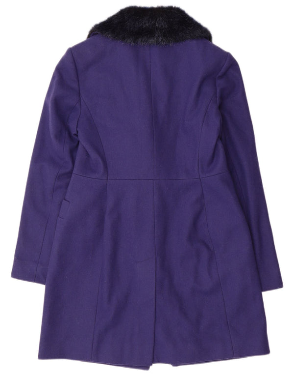 French Connection Zweireihiger Damenmantel UK 10 Small Lila Wolle