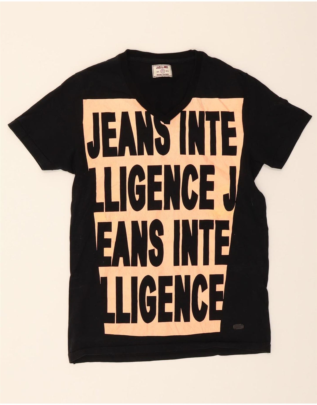 JACK & JONES Womens Graphic T-Shirt Top UK 12 Medium Black Vintage Jack & Jones and Second-Hand Jack & Jones from Messina Hembry 