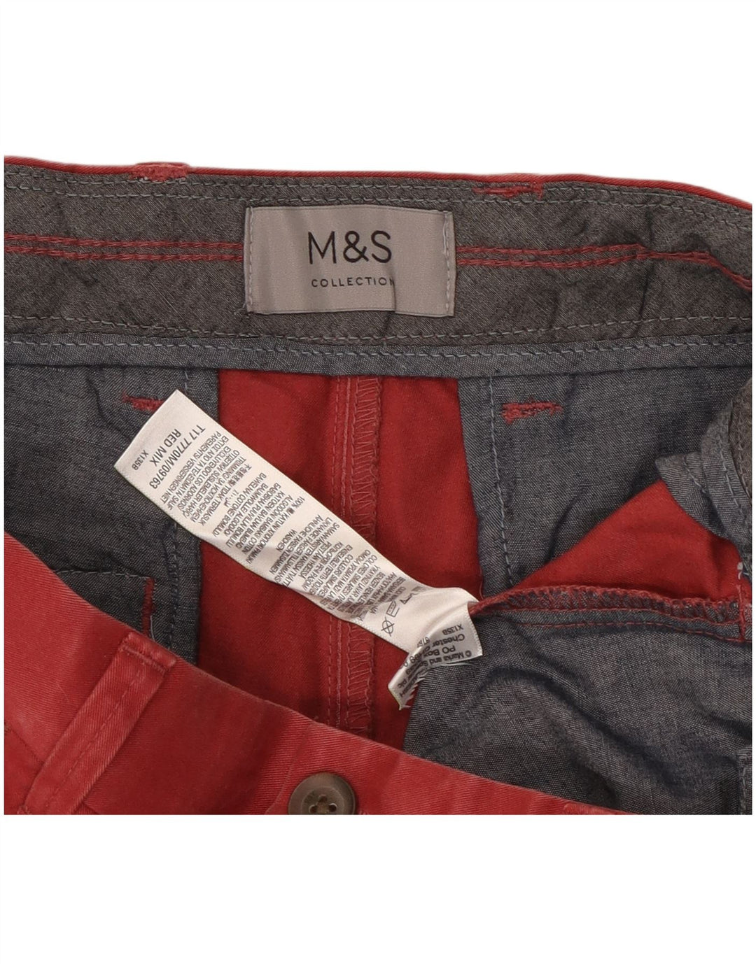 Marks & Spencer Short Chino Homme W30 Coton Bordeaux Moyen