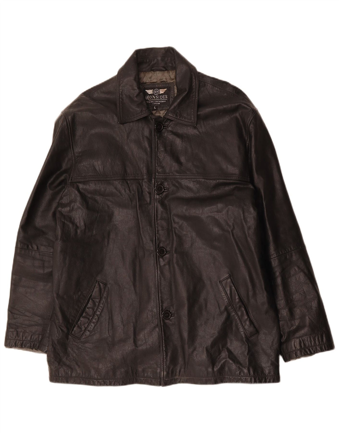 Ironsides Mens Leather Jacket UK 40 Large Black Leather