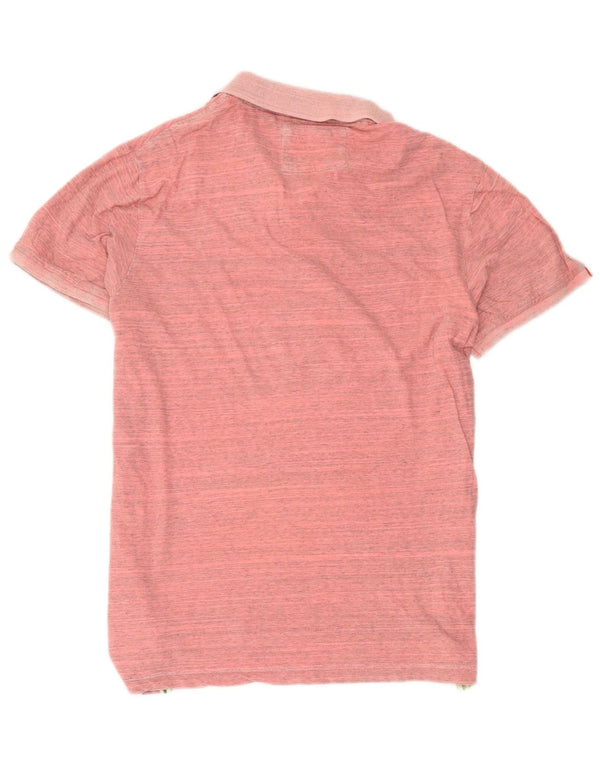 Superdry Mens Polo Shirt 2XL Pink Flecked Cotton