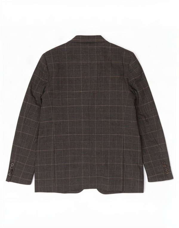 Jaqueta blazer feminina Zara com 2 botões UK 10 poliéster cinza houndstooth pequeno