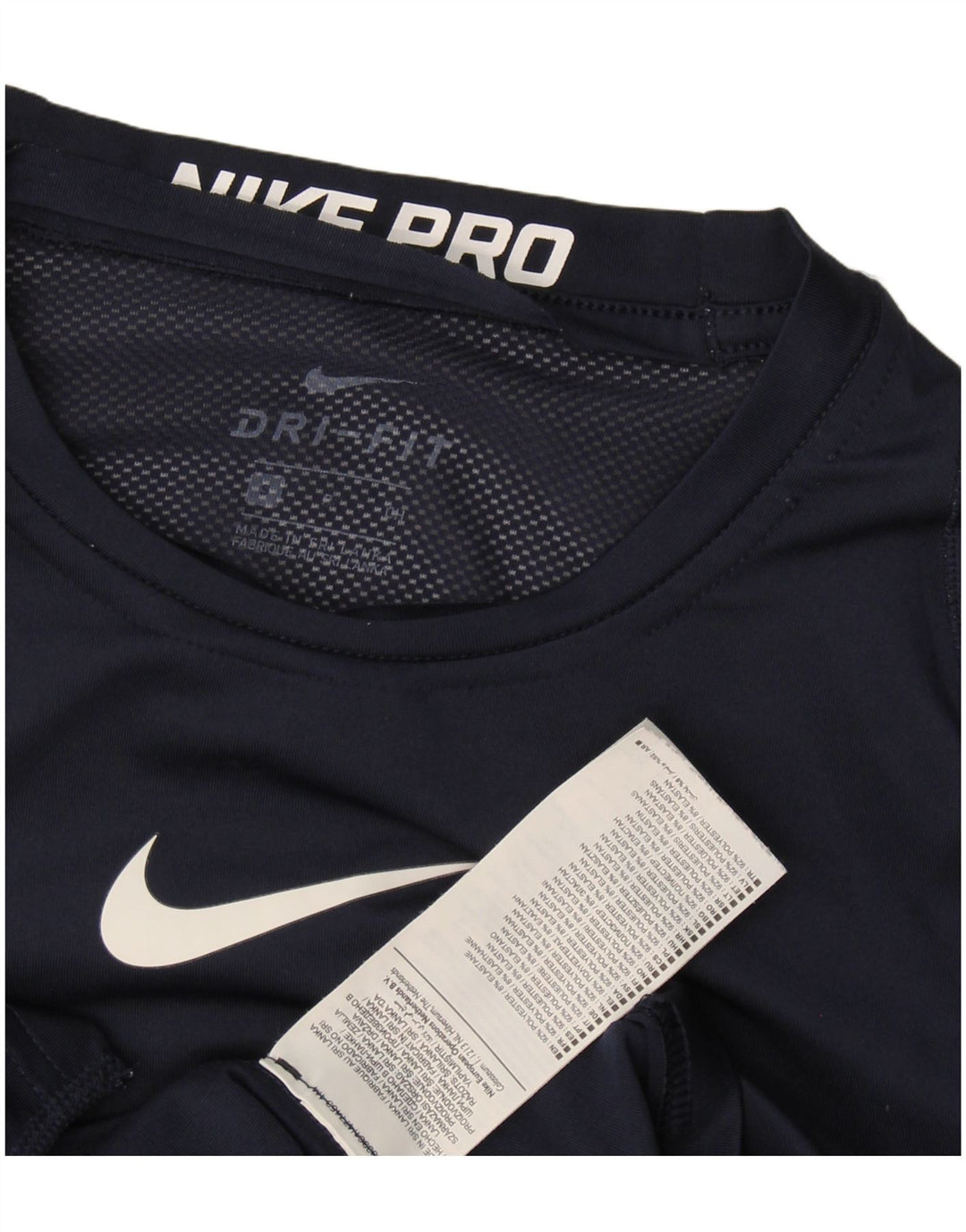 Nike Mens Dri Fit Top Long Sleeve Small Navy Blue Polyester