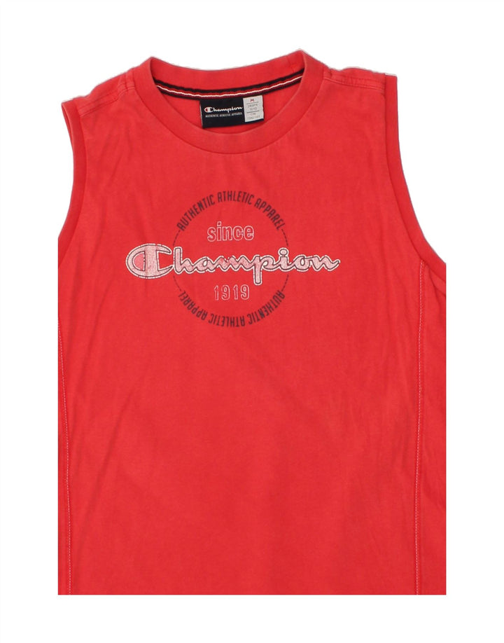 CHAMPION Boys Graphic Vest Top 9-10 Years Red Cotton Vintage Champion and Second-Hand Champion from Messina Hembry 