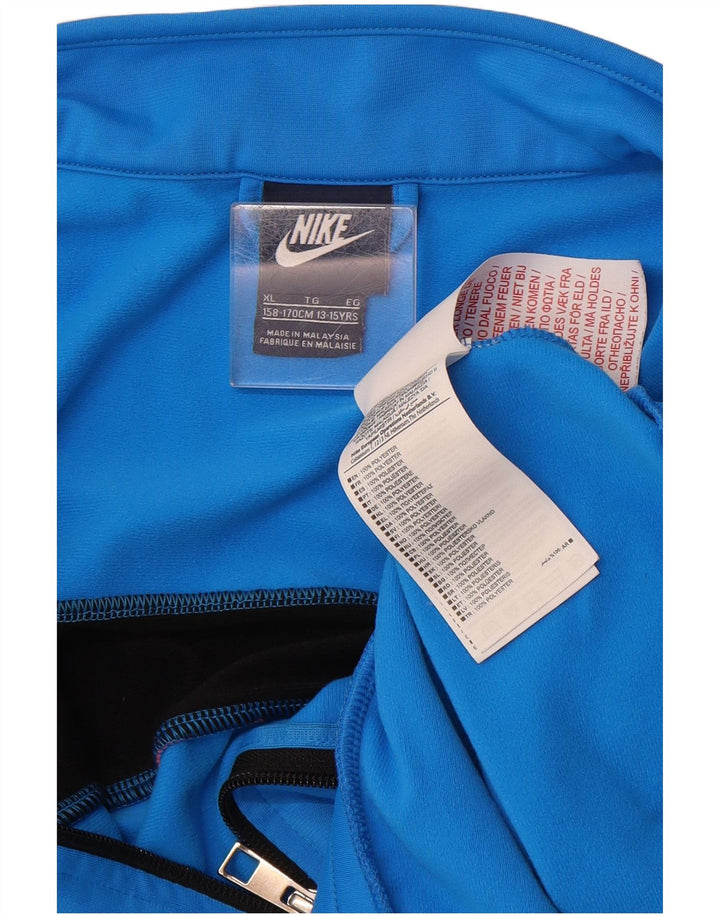 NIKE Boys Tracksuit Top Jacket 13-14 Years XL  Blue Colourblock Polyester