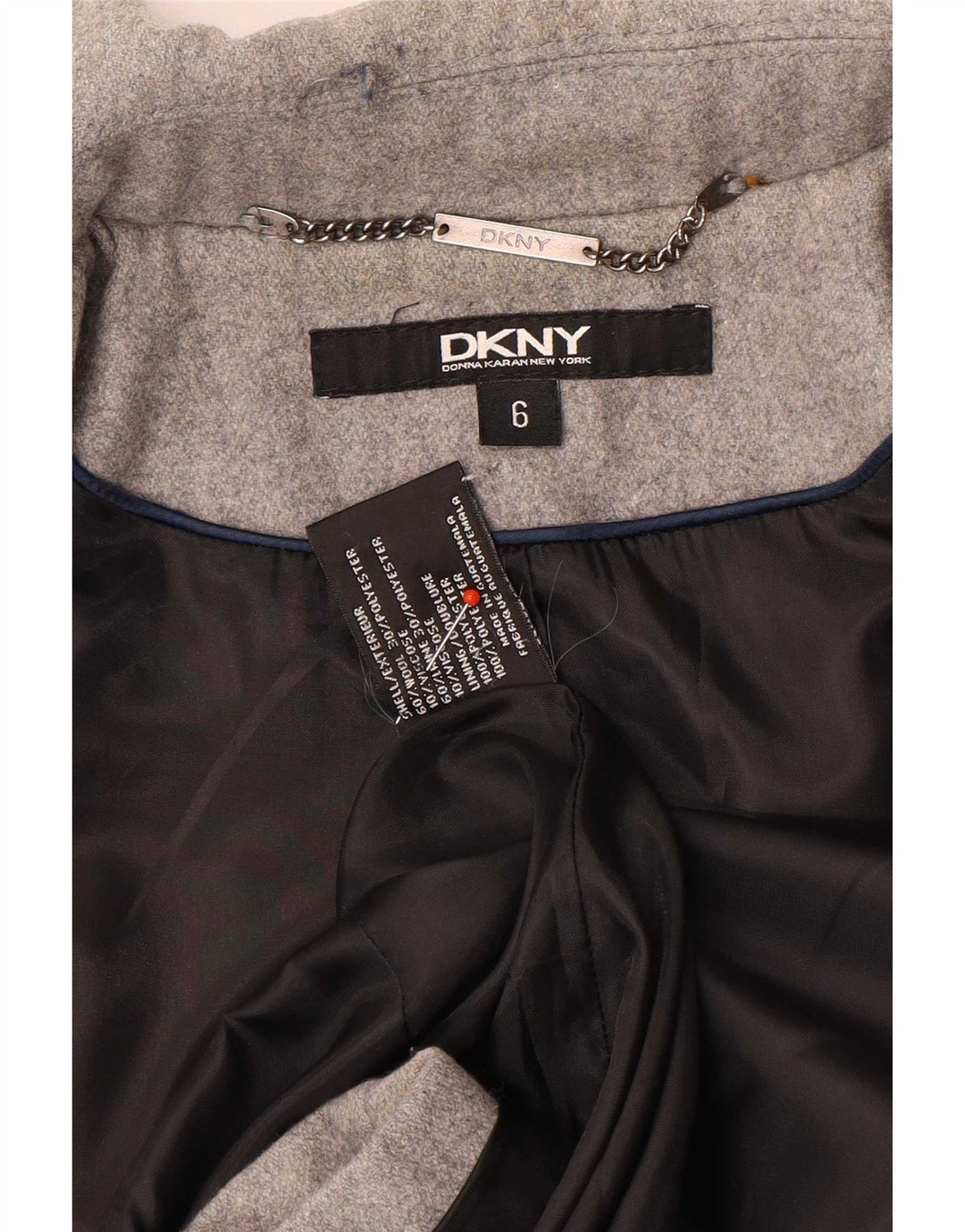 Dkny Chaquetón para mujer US 6 Lana gris medio