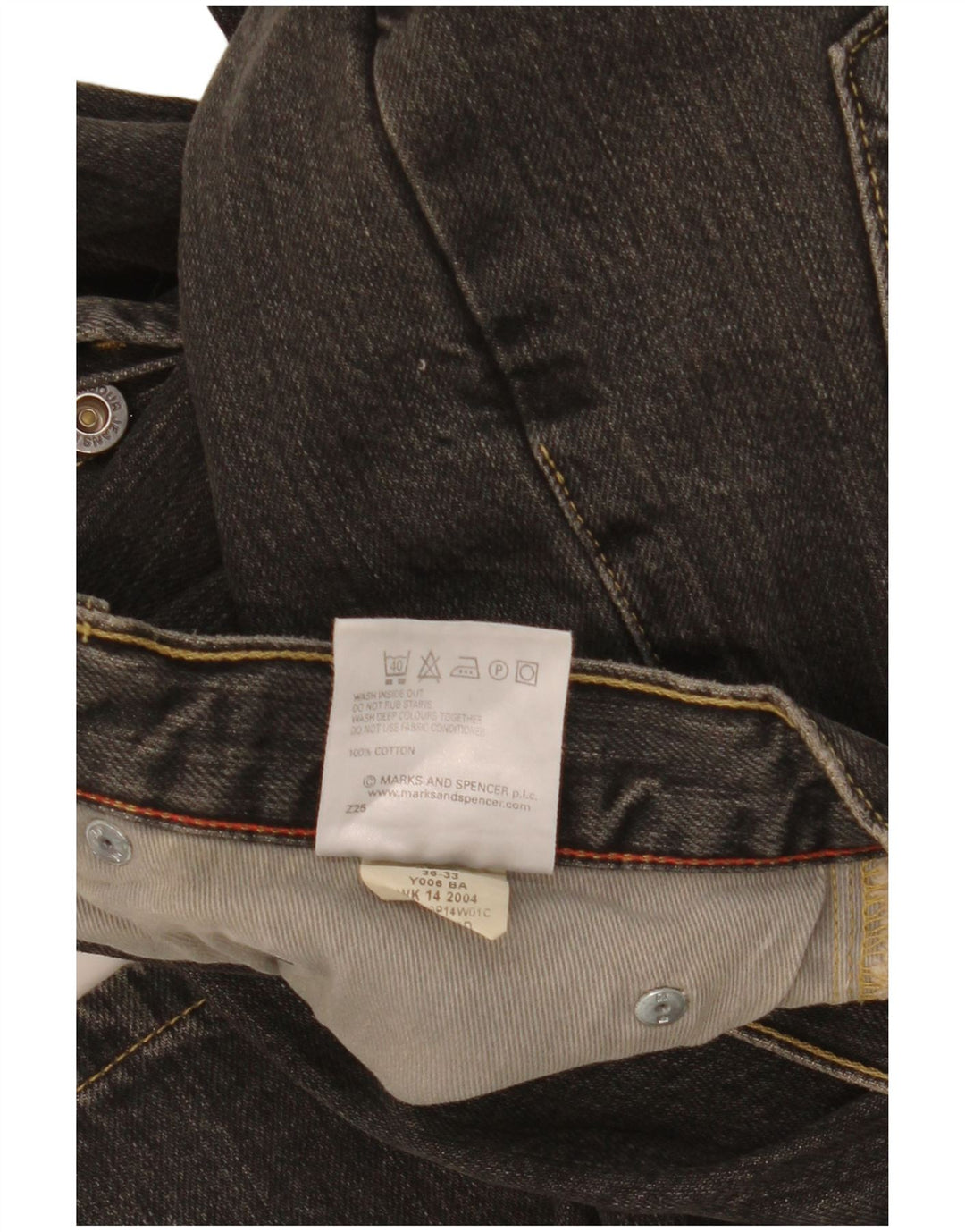 Marks & Spencer Mens Straight Jeans W36 L33 Black Cotton