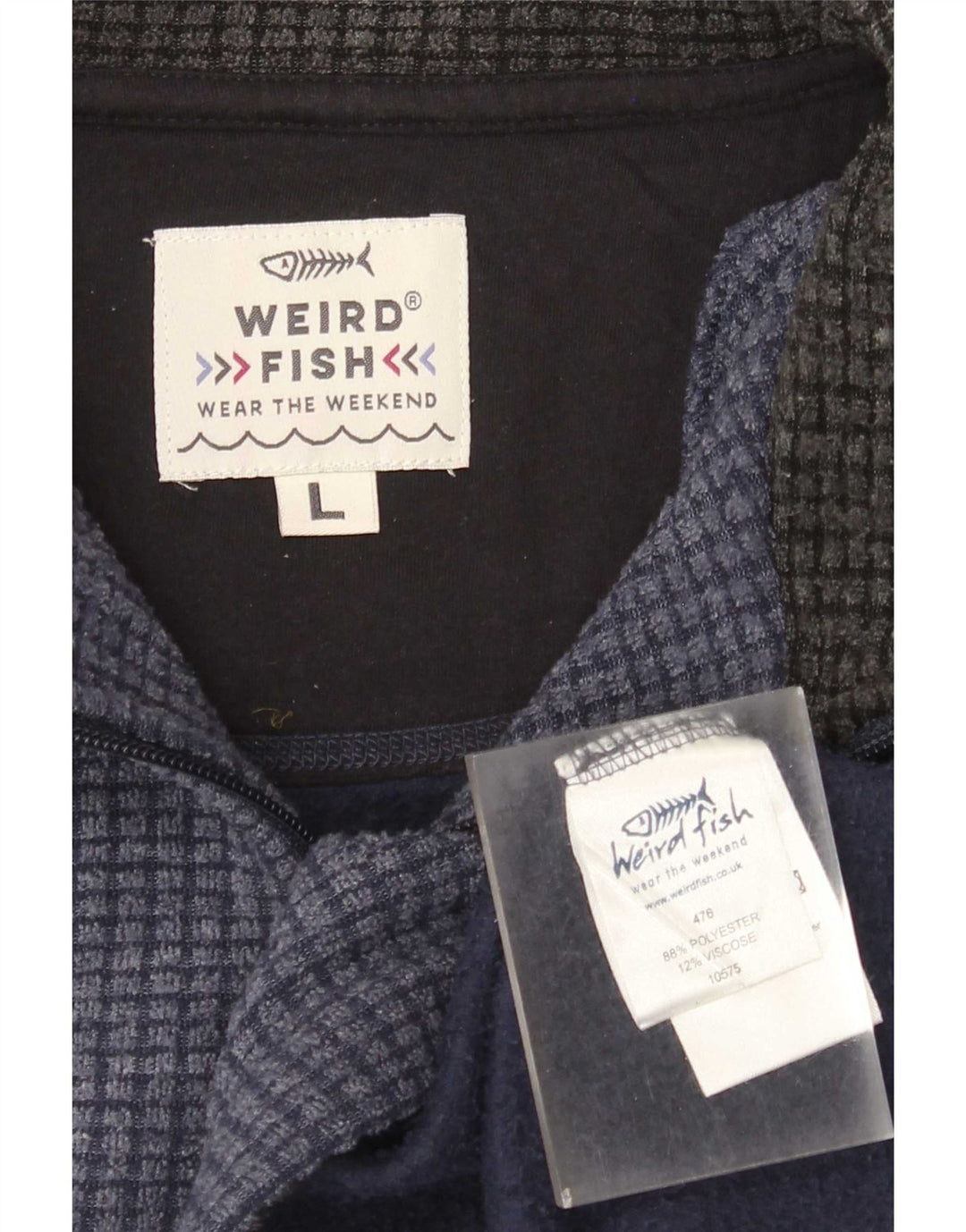 Maglione in pile da uomo con collo con zip Weird Fish, grande poliestere blu navy