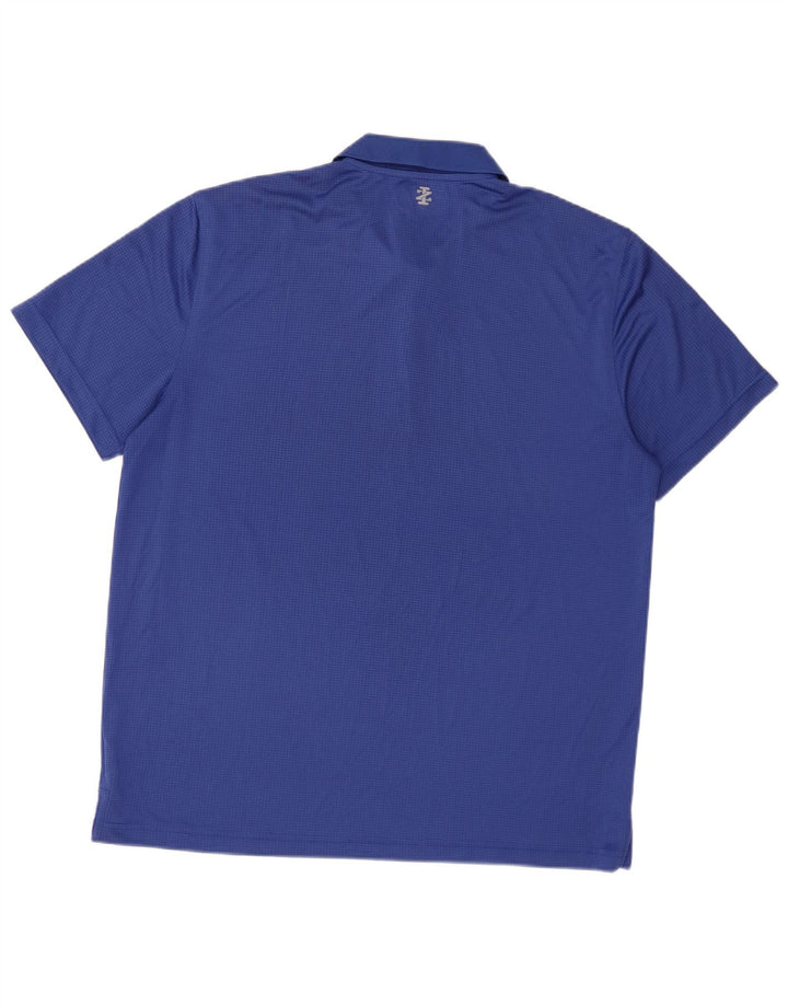 Izod Mens Polo Shirt Large Blue Polyester