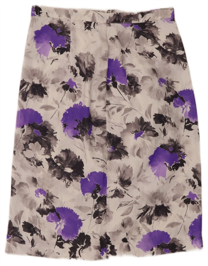 VINTAGE Womens Straight Skirt W30 Medium Grey Floral