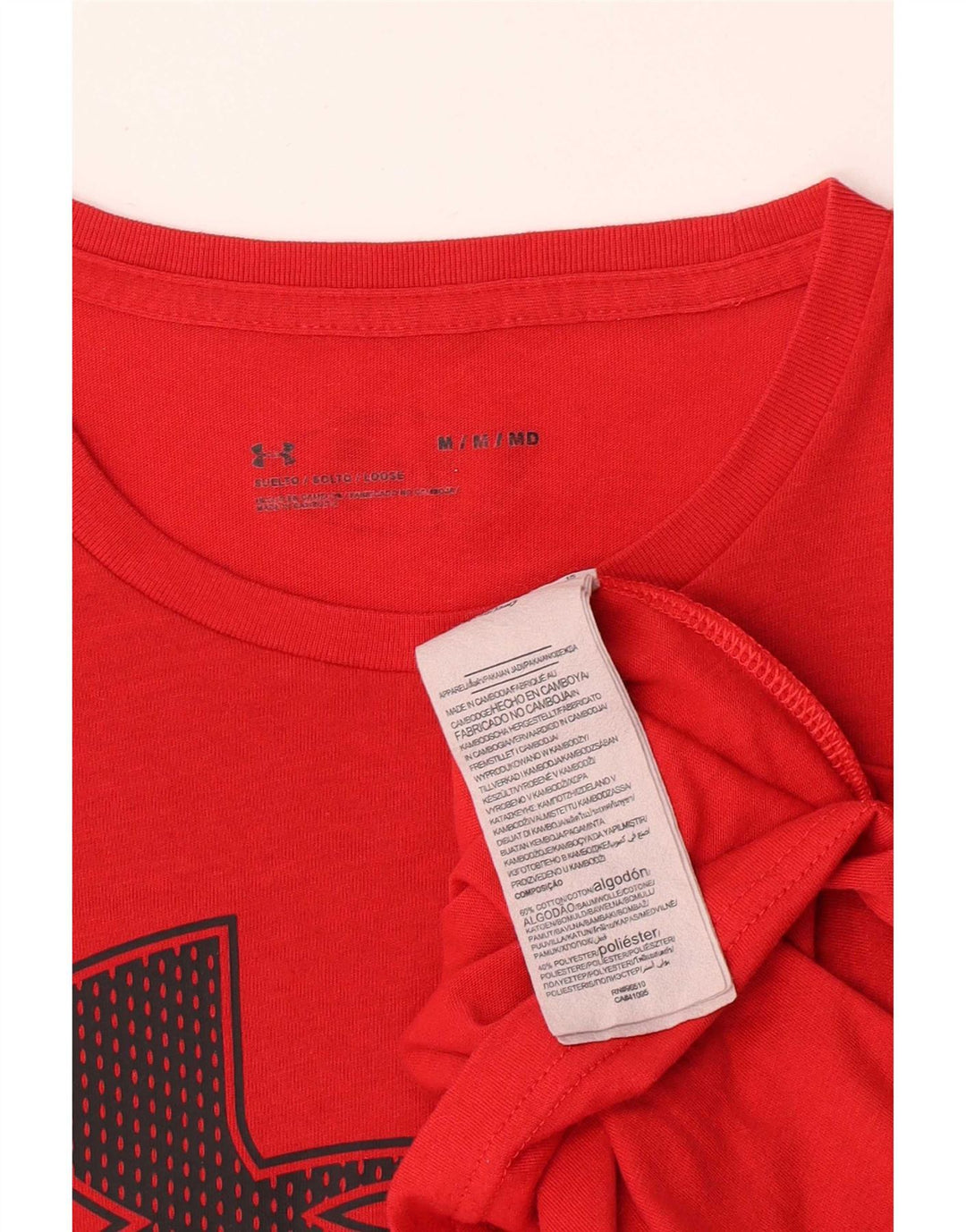 Under Armour Mens Graphic T-Shirt Top Medium Red Cotton