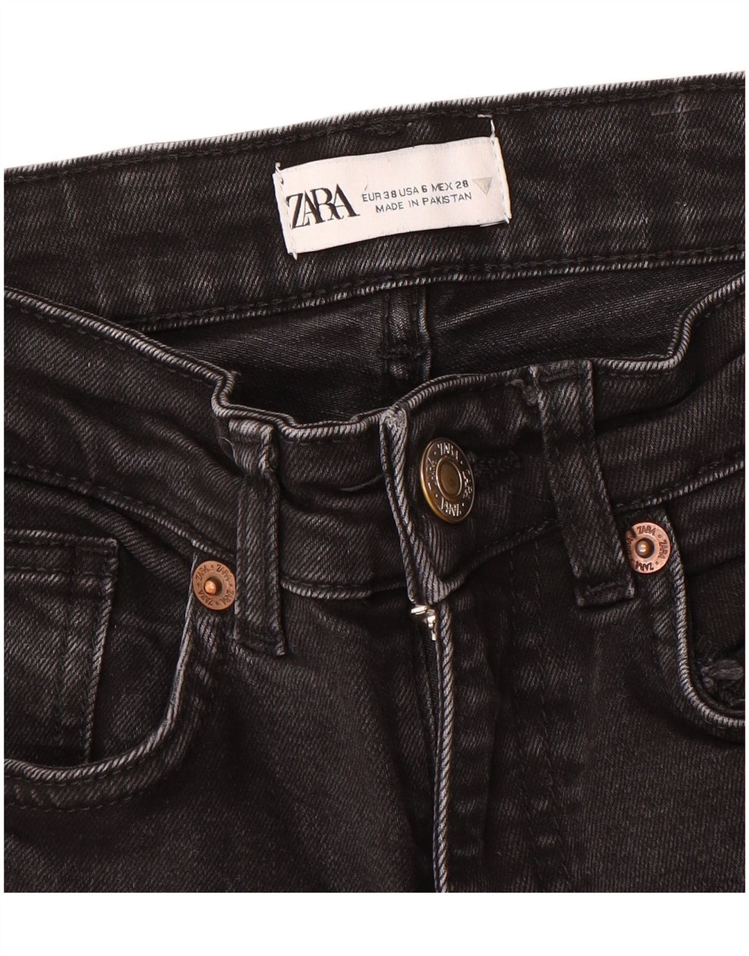 Zara Womens Crop Bootcut Jeans EU 38 Small W28 L25 Black
