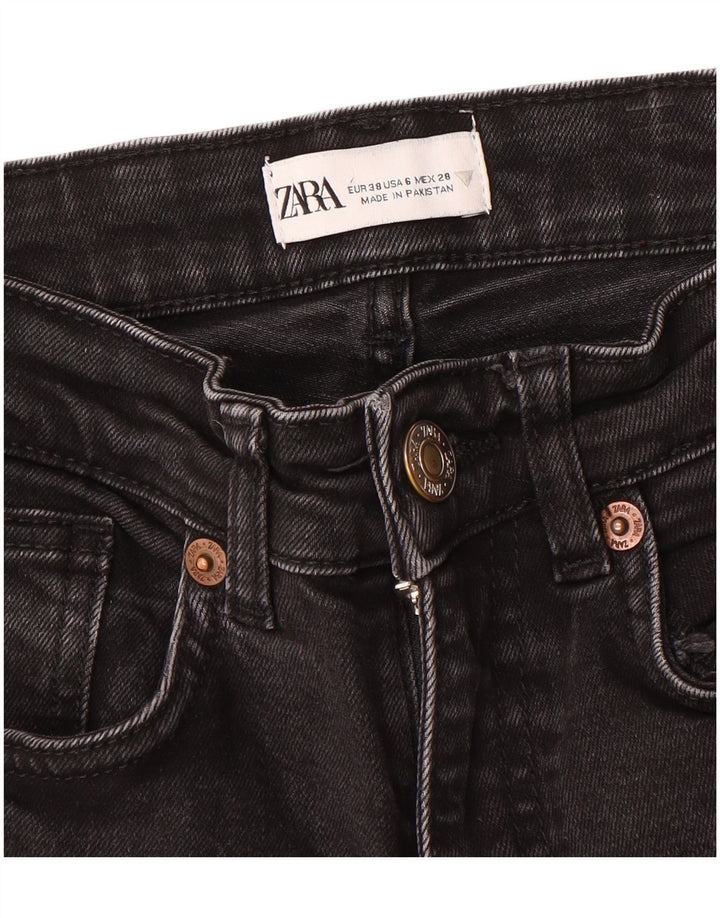 Zara Womens Crop Bootcut Jeans EU 38 Small W28 L25 Black