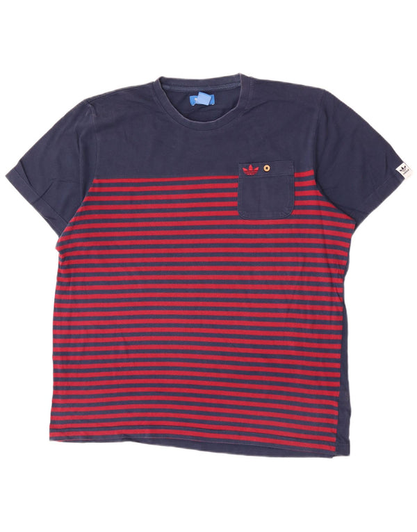 Adidas T-shirt top til mænd, stor marineblå stribet bomuld