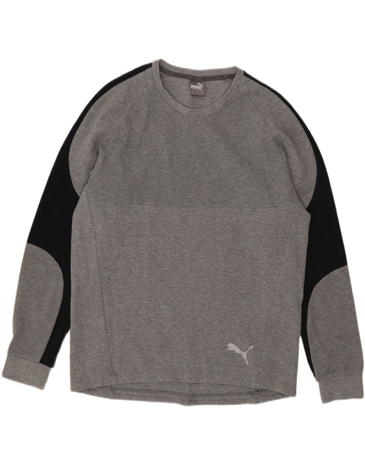 Puma Mens Top Long Sleeve Large Grey Colourblock Cotton