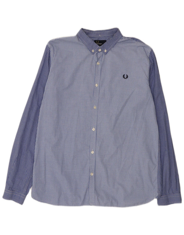 Koszula męska Fred Perry Slim Fit XL, niebieska bawełniana kratka