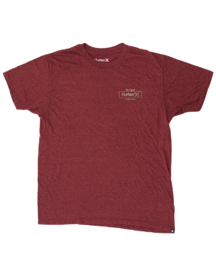 Hurley Mens T-Shirt Top Large Burgundy Flecked Polyester