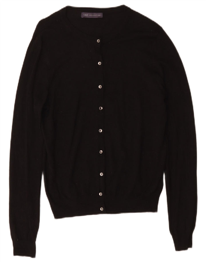 Marks & Spencer Womens Cardigan Sweater UK 12 Medium Black Viscose