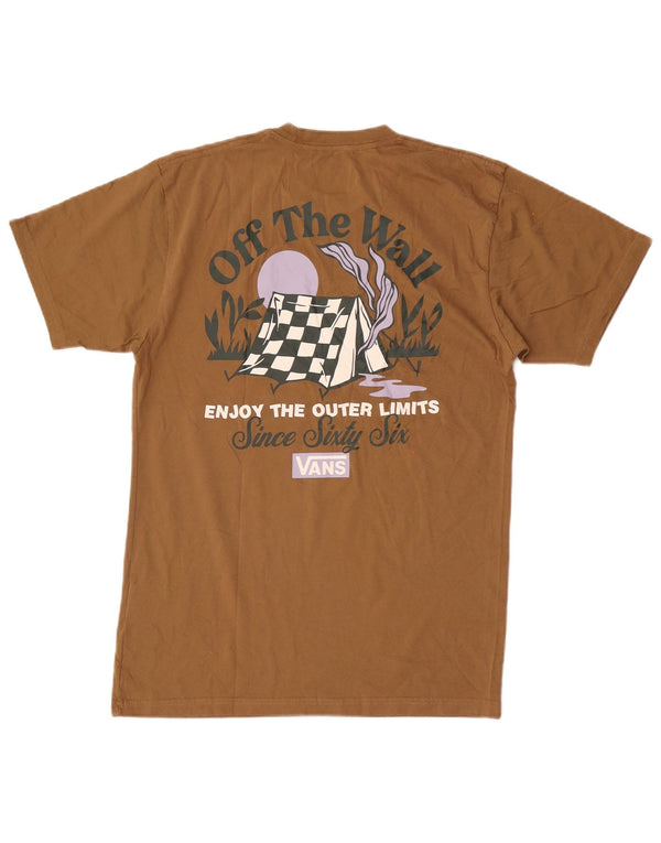 Vans Mens Classic Fit Graphic T-Shirt Top Medium Beige Cotton
