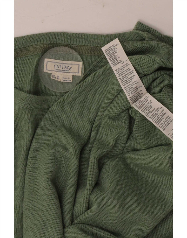 Fat Face Womens Boat Neck Jumper Sweater UK 12 Medium Green Polyester