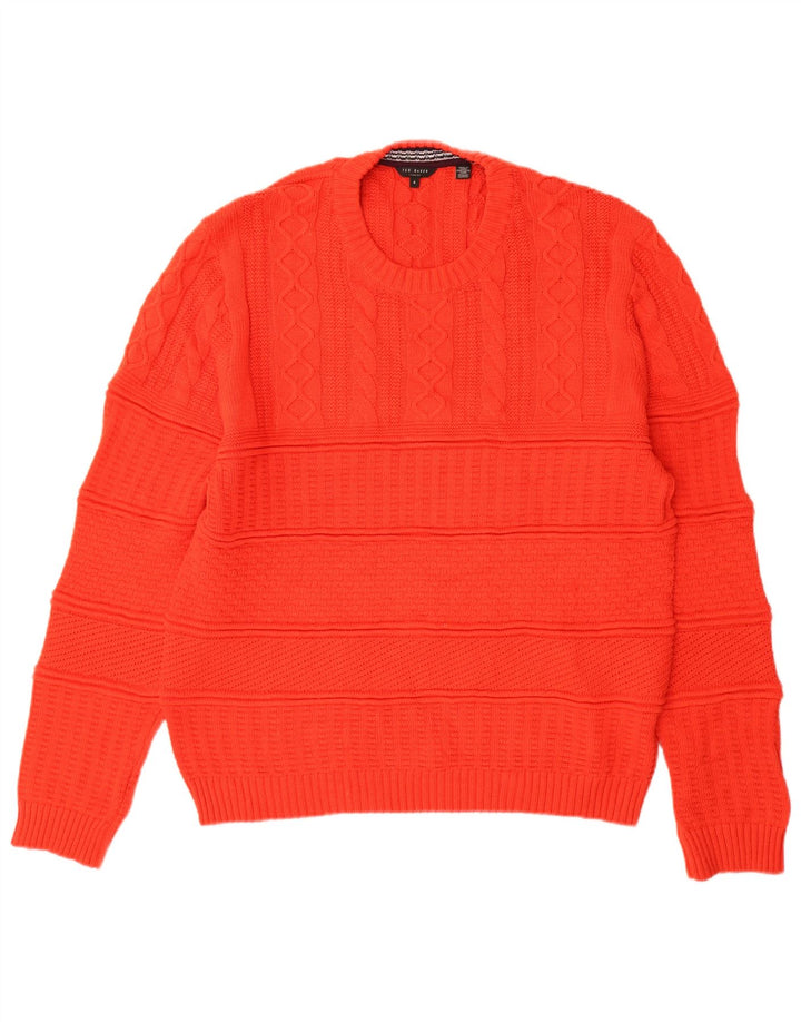 Ted Baker Mens Crew Neck Jumper Sweater Size 4 Large Red Cotton