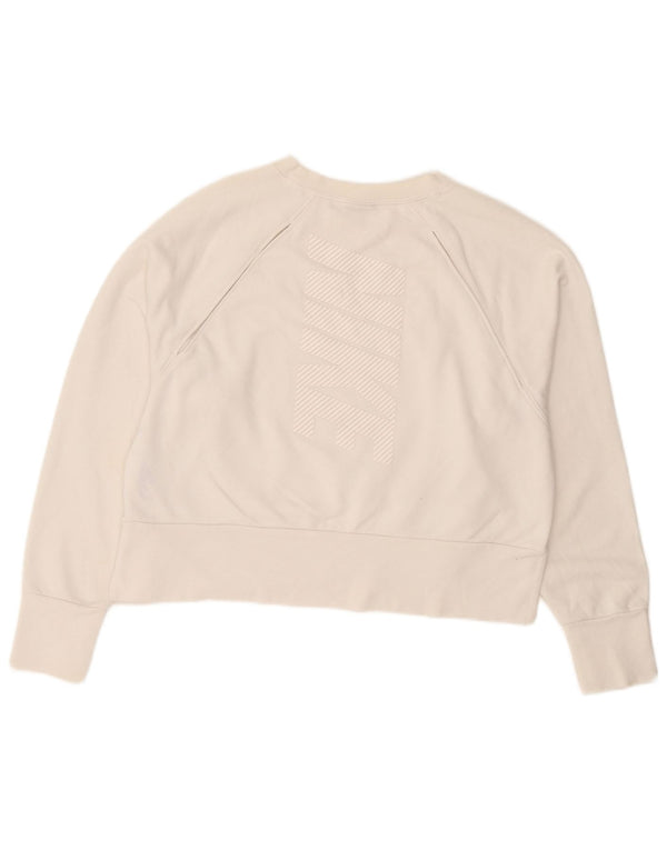 Nike Womens Crop Sweatshirt Jumper UK 14 Medium White Polyester