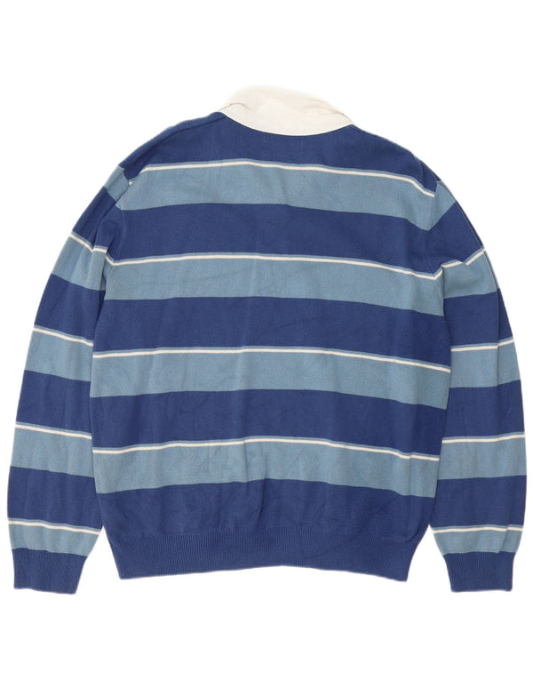 Marks & Spencer Pull col polo pour homme XL en coton rayé bleu