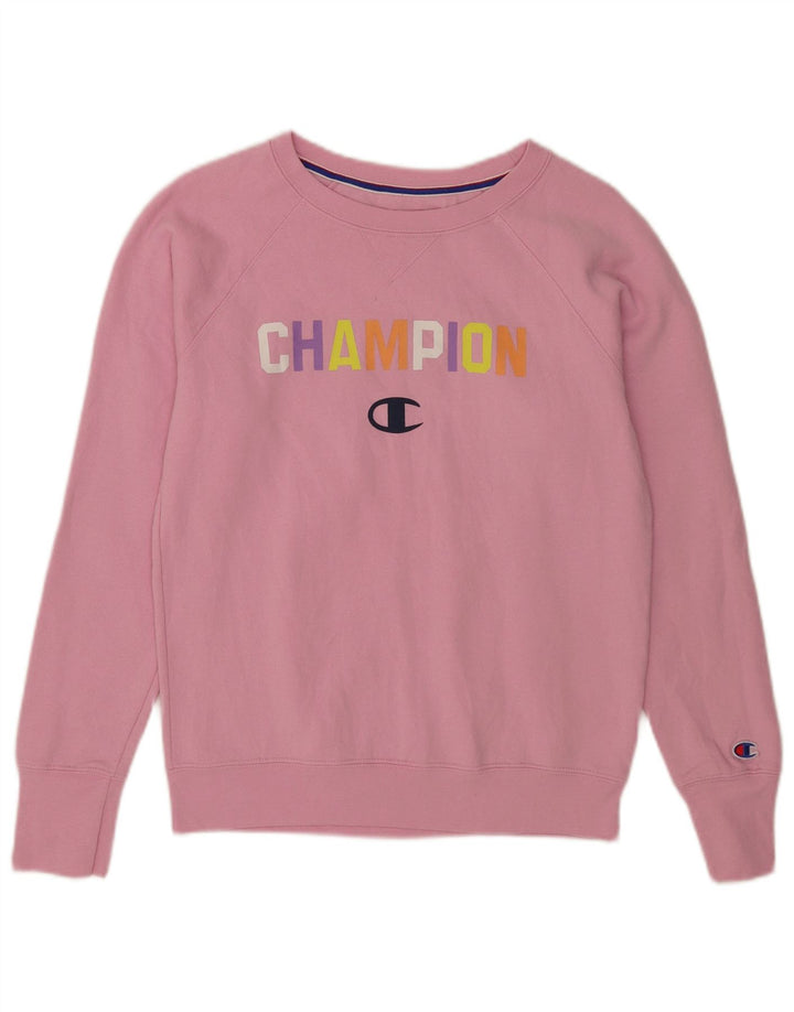 Champion Womens Graphic Sweatshirt Jumper UK 10 Small Pink Polyester