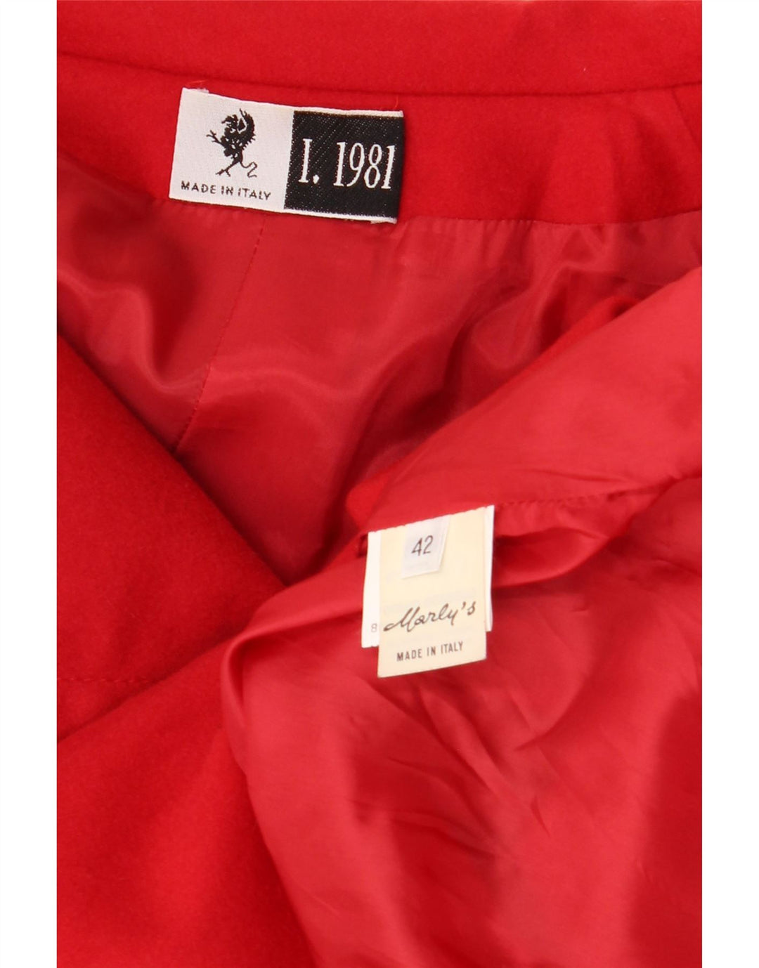Cappotto doppiopetto vintage da donna IT 42 rosso medio in lana