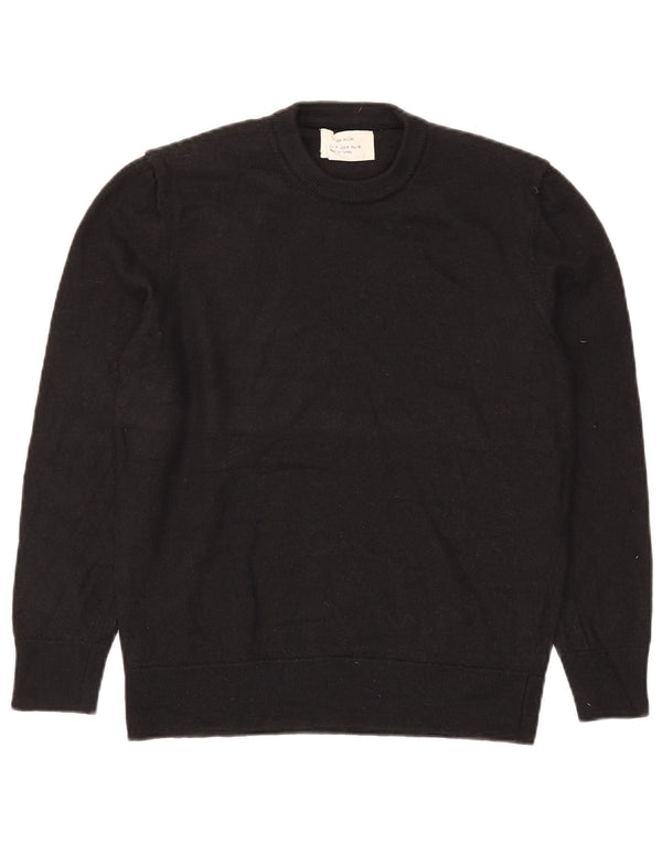 Zara Mens Crew Neck Jumper Sweater Medium Black Wool