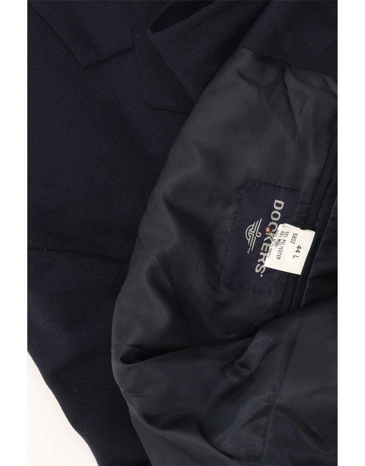 Dockers Mens Longline 2 Button Blazer Jacket UK 44 2XL Navy Blue Wool