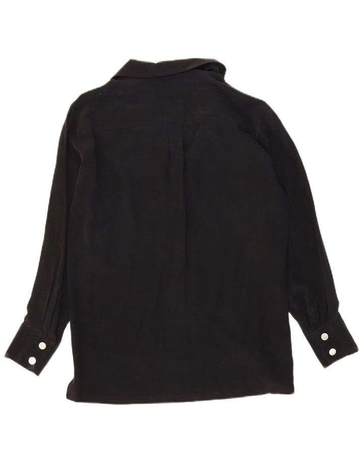 Spazio Womens Oversized Shirt Blouse UK 10 Small Black Silk