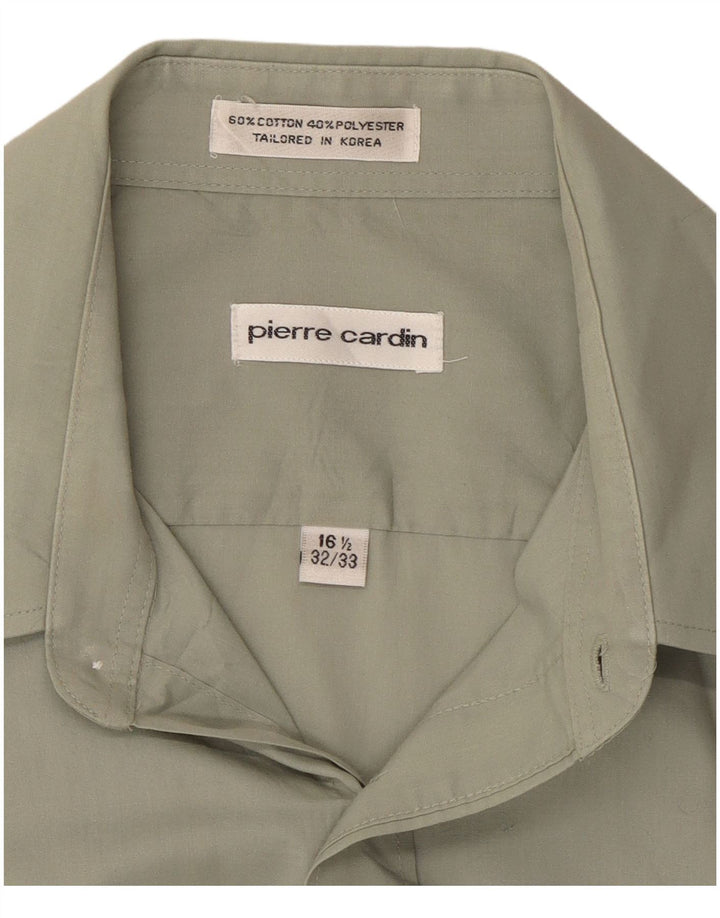 Pierre Cardin Mens Shirt Size 16 1/2 Large Khaki Cotton Classic