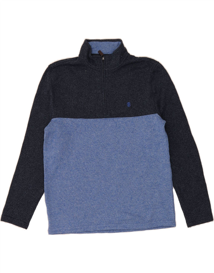IZOD Mens Zip Neck Sweatshirt Jumper Medium Navy Blue Colourblock Vintage Izod and Second-Hand Izod from Messina Hembry 
