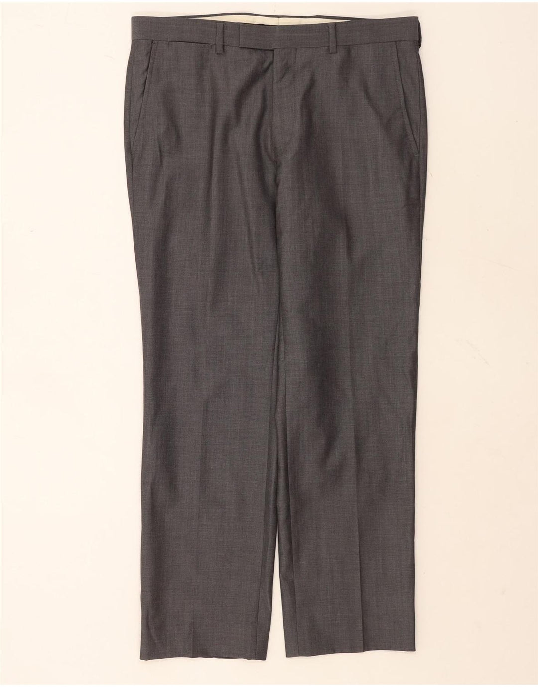 Marks & Spencer Mens Straight Suit Trousers W34 L29 Grey Wool