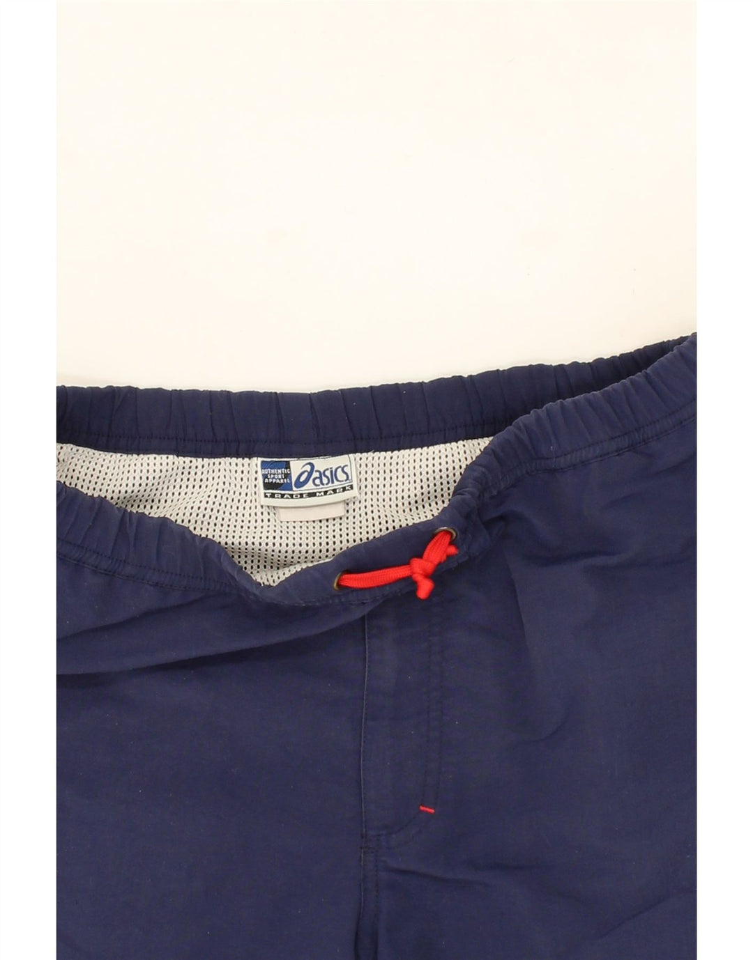 ASICS Mens Sport Shorts Small  Navy Blue Colourblock Polyester Vintage Asics and Second-Hand Asics from Messina Hembry 
