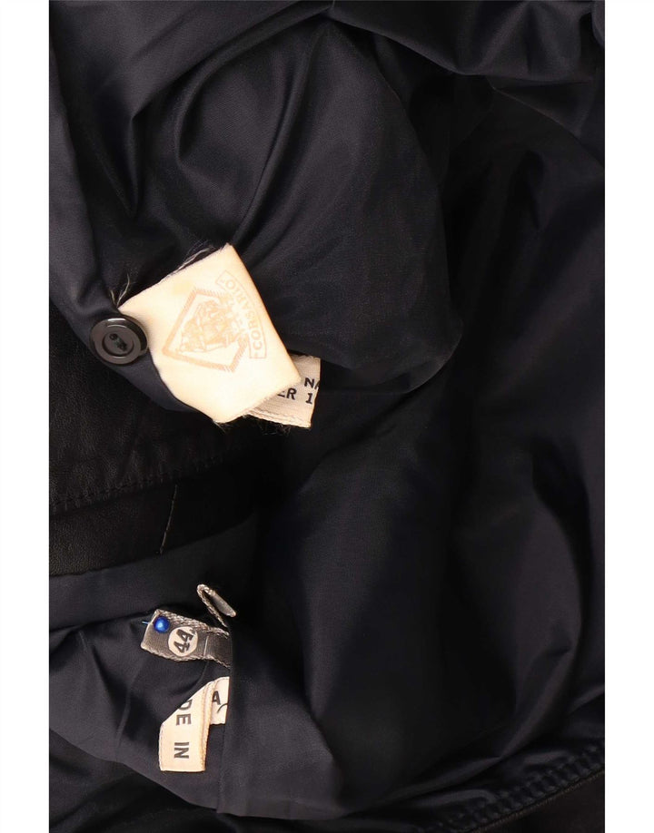 Vintage Womens Leather Jacket IT 44 Medium Black Leather