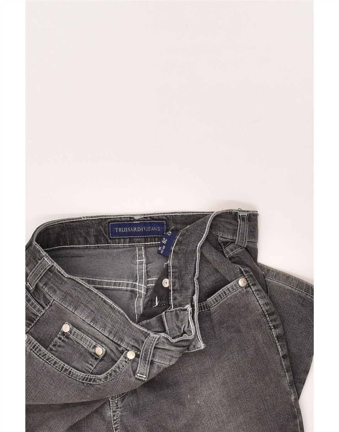 TRUSSARDI Womens Slim Jeans W26 L33 Grey Cotton | Vintage Trussardi | Thrift | Second-Hand Trussardi | Used Clothing | Messina Hembry 