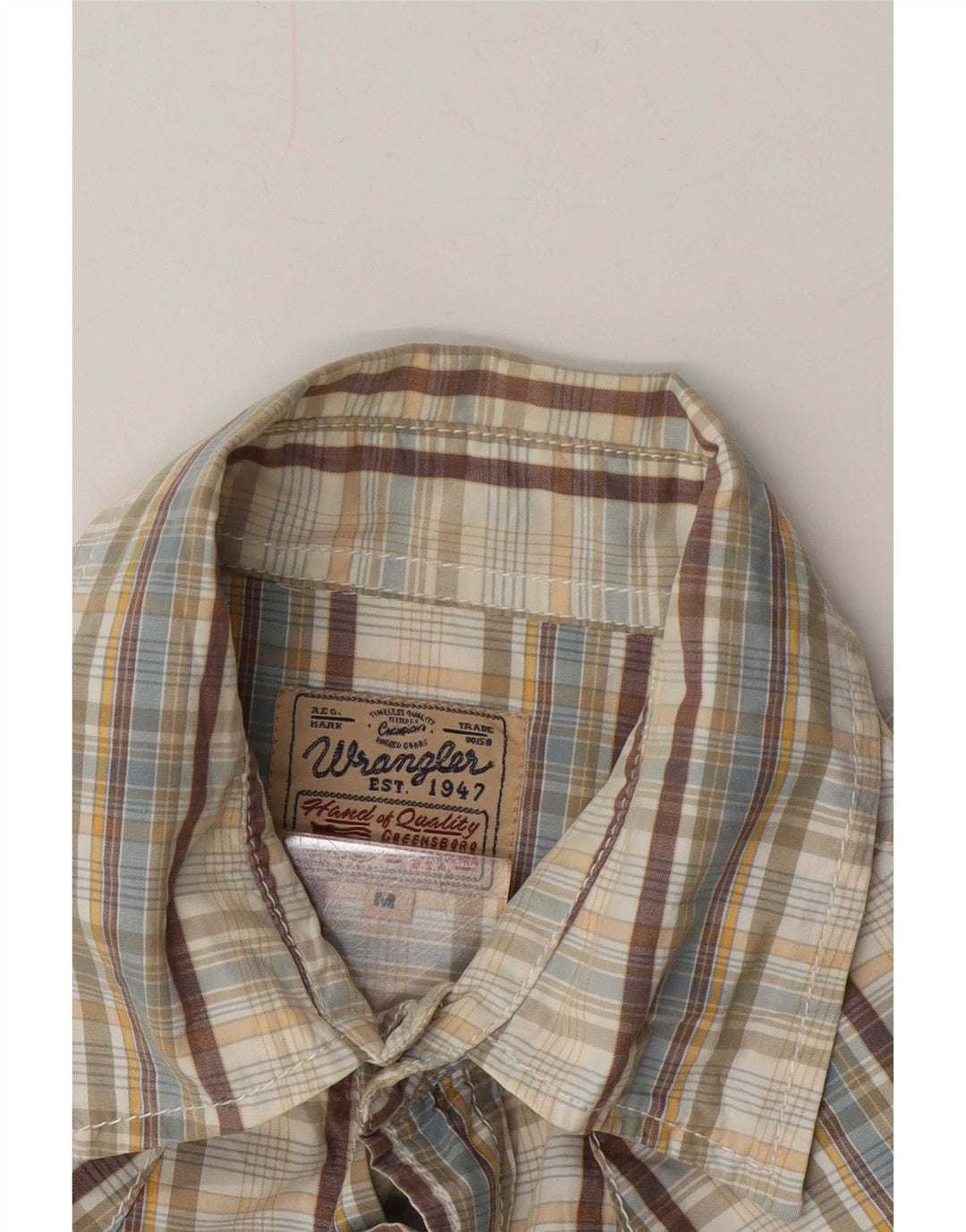 Wrangler Chemise à Manches Courtes Homme Carreaux Beige Moyen
