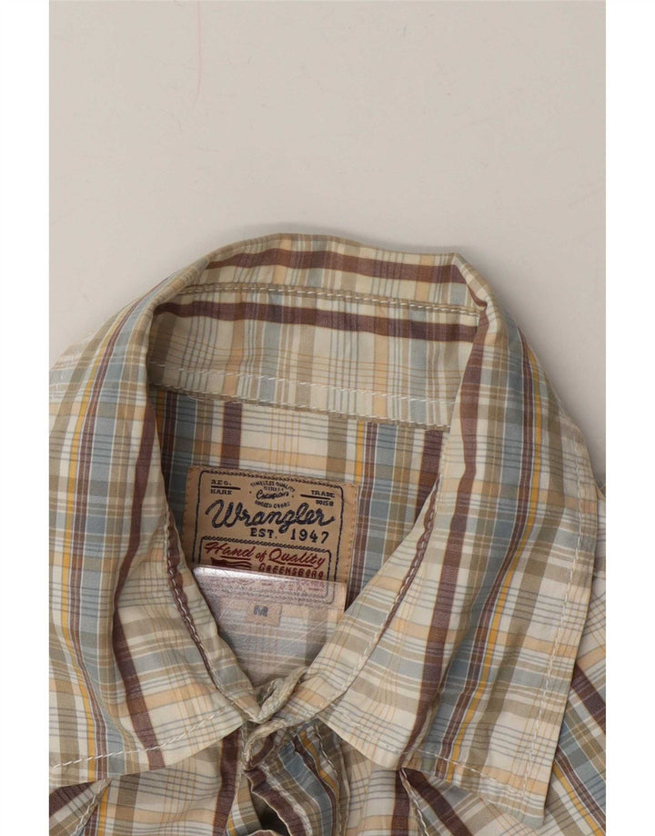 Wrangler Chemise à Manches Courtes Homme Carreaux Beige Moyen