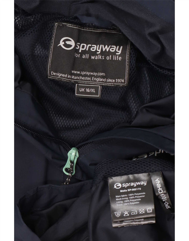 Sprayway Dame Hætte Regnjakke UK 16 Large Navy Blue Polyamide