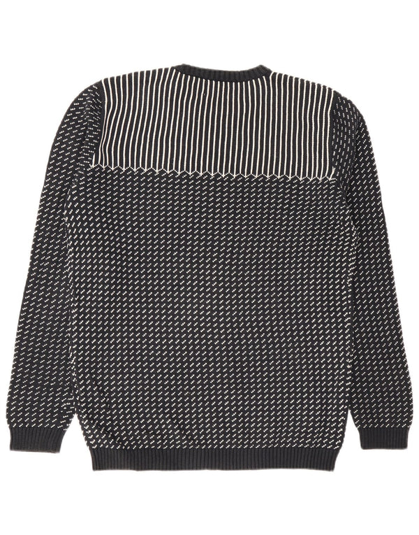 Jack & Jones Mens Crew Neck Jumper Sweater Large Navy Blue Striped Cotton